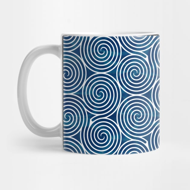 Spiral Illusion Pattern white & Blue by MONMON-75